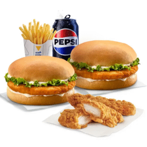 برغر دجاج عدد 2 + بيبسي + بطاطا